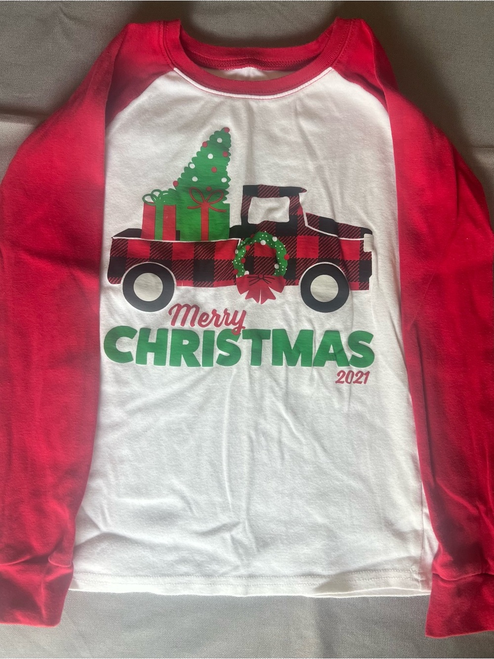 Kids Red & White 'Merry Christmas' Graphic Raglan Shirt